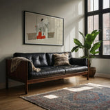 Masked Man - Kamisaka Sekka Meiji Kabuki Art Print / Canvas Mid-century Modern Leather Sofa Wooden Frame Tufted Cushions Kamisaka Sekka,
