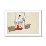 Masked Man - Kamisaka Sekka Meiji Kabuki Art Print, Traditional Japanese Ink Watercolor Painting Two Figures Bamboo