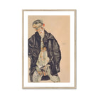 Masturbation Egon Schiele Art Print, Framed Expressionist Portrait Man Black Jacket