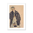 Masturbation Egon Schiele Art Print, Framed Print Painting Man Dark Coat