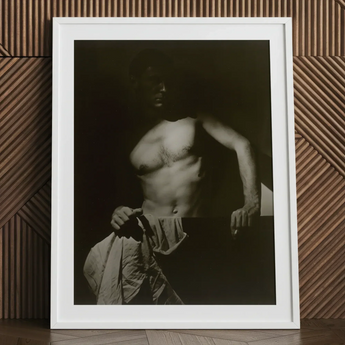 Max After Surfing - Olive Cotton Art Print / Canvas Black White Framed Photograph Man Revealing Taut Muscle, Elemental Contrasts, Shoulder