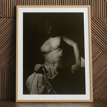 Max After Surfing - Olive Cotton Art Print / Canvas Black White Framed Photograph Man Revealing Taut Muscle, Elemental Contrasts, Shoulder