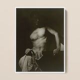 Max After Surfing - Olive Cotton Art Print / Canvas Black-and-white Framed Photograph Muscular Man Shadowy Lighting Fabric Revealing Taut