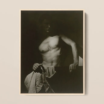 Max After Surfing - Olive Cotton Art Print / Canvas Black-and-white Framed Photograph Muscular Man Shadowy Lighting Fabric Revealing Taut