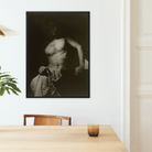 Max After Surfing Olive Cotton Framed Canvas, Framed Black White Photographic Print Shirtless Man