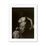 Max After Surfing - Olive Cotton Art Print, Black White Photographic Print Shirtless Man