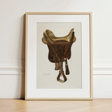 Mclellan Saddle - Walter Praefke Equestrian Art Print / Canvas, 12x16’’ / 31x41cm / Natural Frame / Matboard, Posters Prints & Visual