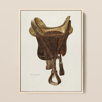 Mclellan Saddle - Walter Praefke Equestrian Art Print / Canvas, 12x16’’ / 31x41cm / Natural Frame, Posters Prints & Visual Artwork, Toby
