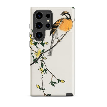 Meadow Bunting - Numata Kashu Samsung Case, Galaxy S24 Ultra / Matte, White Phone Case Camera Cutout Bird Floral Design