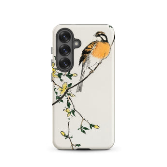 Meadow Bunting - Numata Kashu Samsung Case, Galaxy S25 / Matte, White Phone Case Bird Branch Design