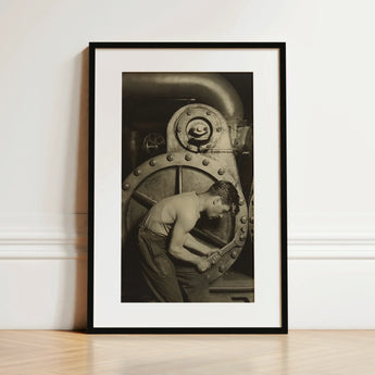 Mechanic and Steam Pump - Lewis w Hine Art Print / Canvas, 12x18’’ / 31x46cm / Black Frame / Matboard, Posters Prints & Visual Artwork,