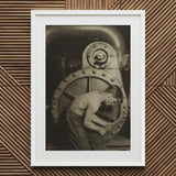 Mechanic and Steam Pump - Lewis w Hine Art Print / Canvas Prints White-framed Black-and-white Photographic Print Man Industrial Machinery
