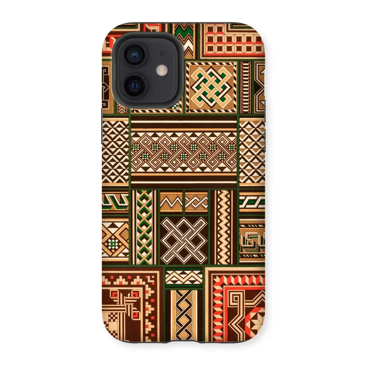 Medieval Floor Tile Patterns - Auguste Racinet Iphone Case, 12 / Matte, Phone Case Geometric African-inspired Pattern Earth Tones