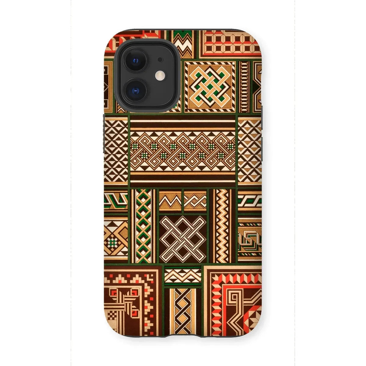 Medieval Floor Tile Patterns - Auguste Racinet Iphone Case, 12 Mini / Matte, Phone Case African-inspired Geometric Patterns Earth Tones