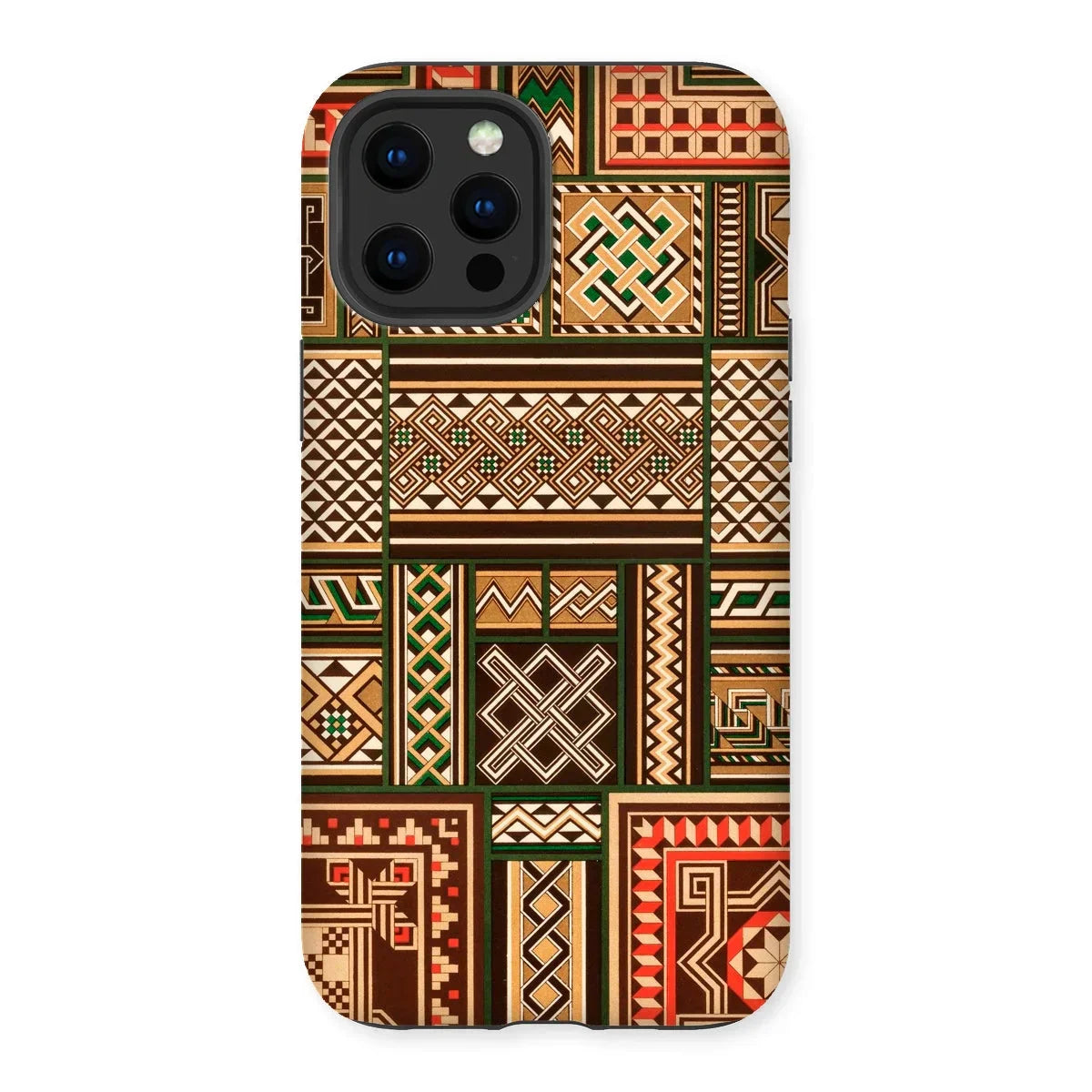 Medieval Floor Tile Patterns - Auguste Racinet Iphone Case, 12 Pro Max / Matte, Phone Case Geometric African Tribal Pattern Design Earth