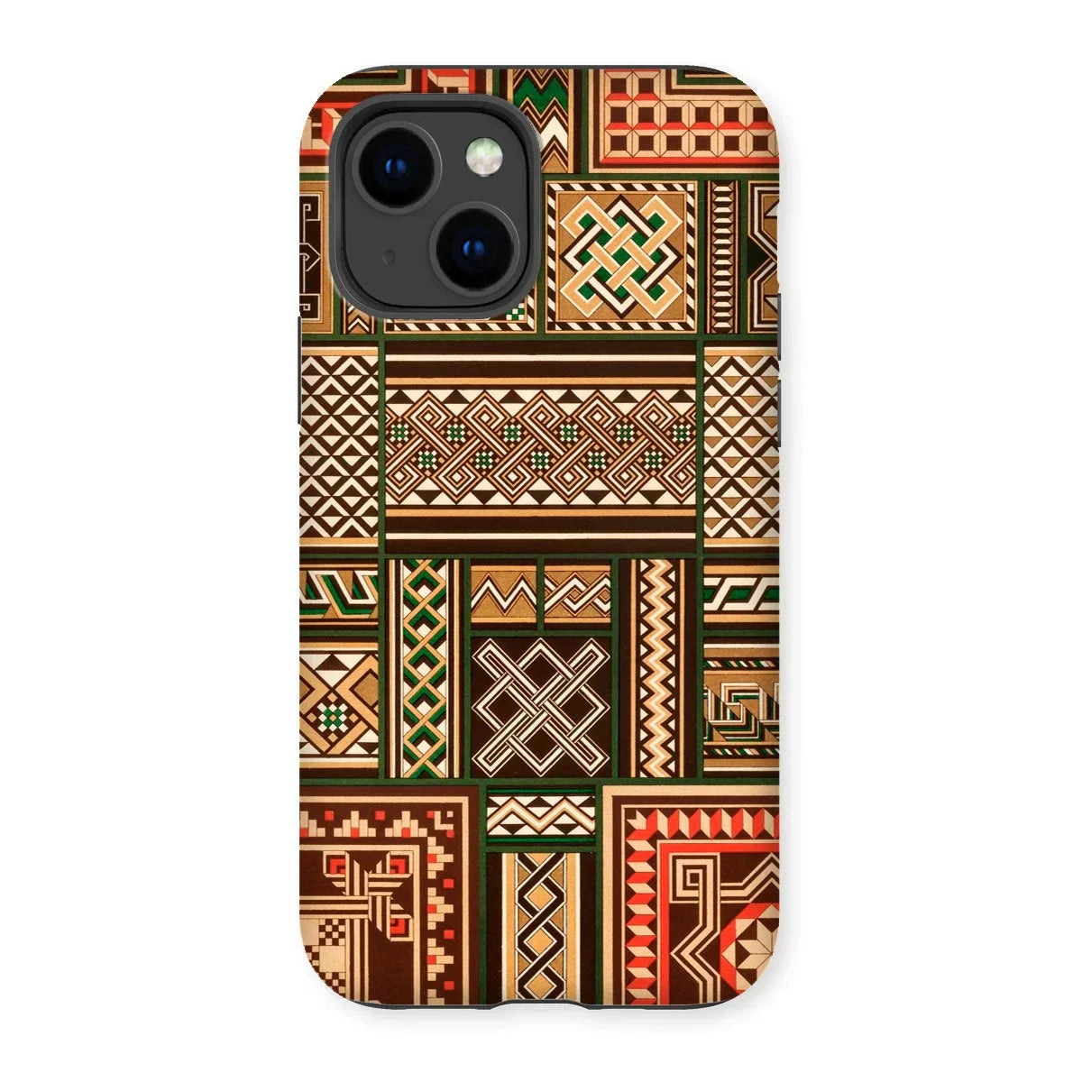 Medieval Floor Tile Patterns - Auguste Racinet Iphone Case, 14 / Matte, Phone Case Traditional African-style Geometric Patterns Earth Tones