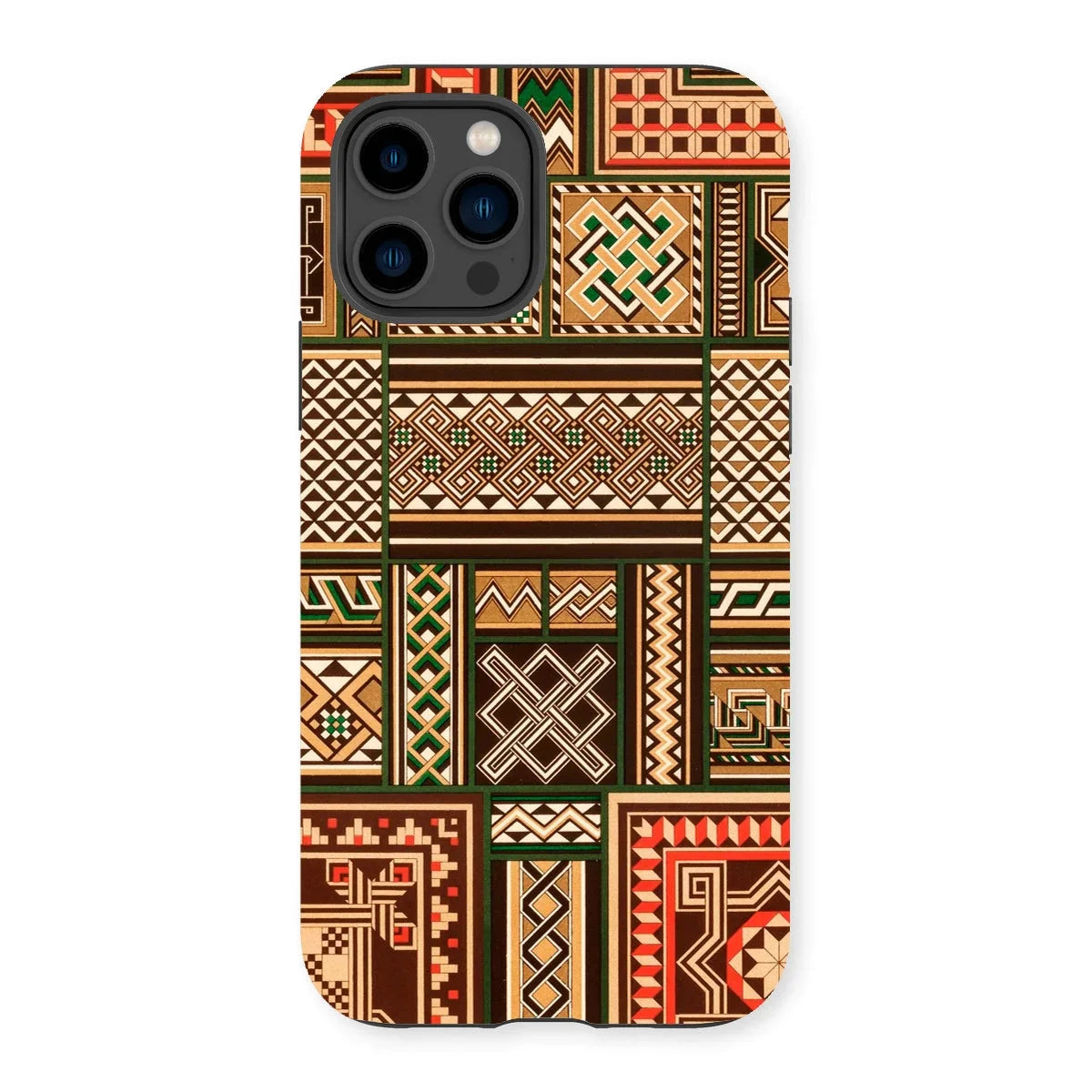 Medieval Floor Tile Patterns - Auguste Racinet Iphone Case, 14 Pro / Matte, Iphone Case Traditional African Tribal Patterns Earth Tones