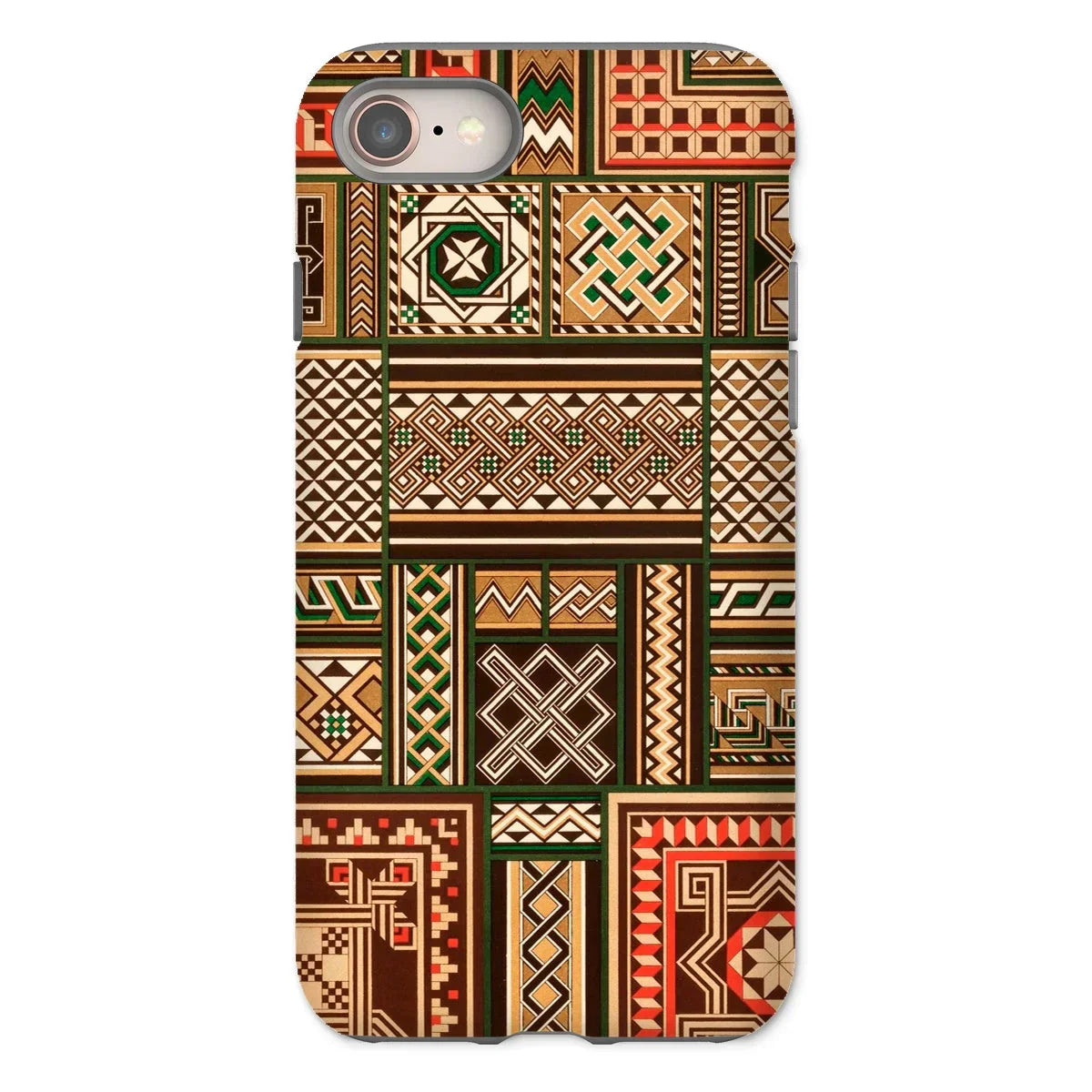 Medieval Floor Tile Patterns - Auguste Racinet Iphone Case, 8 / Matte, Phone Case Traditional African Tribal Patterns Brown Orange