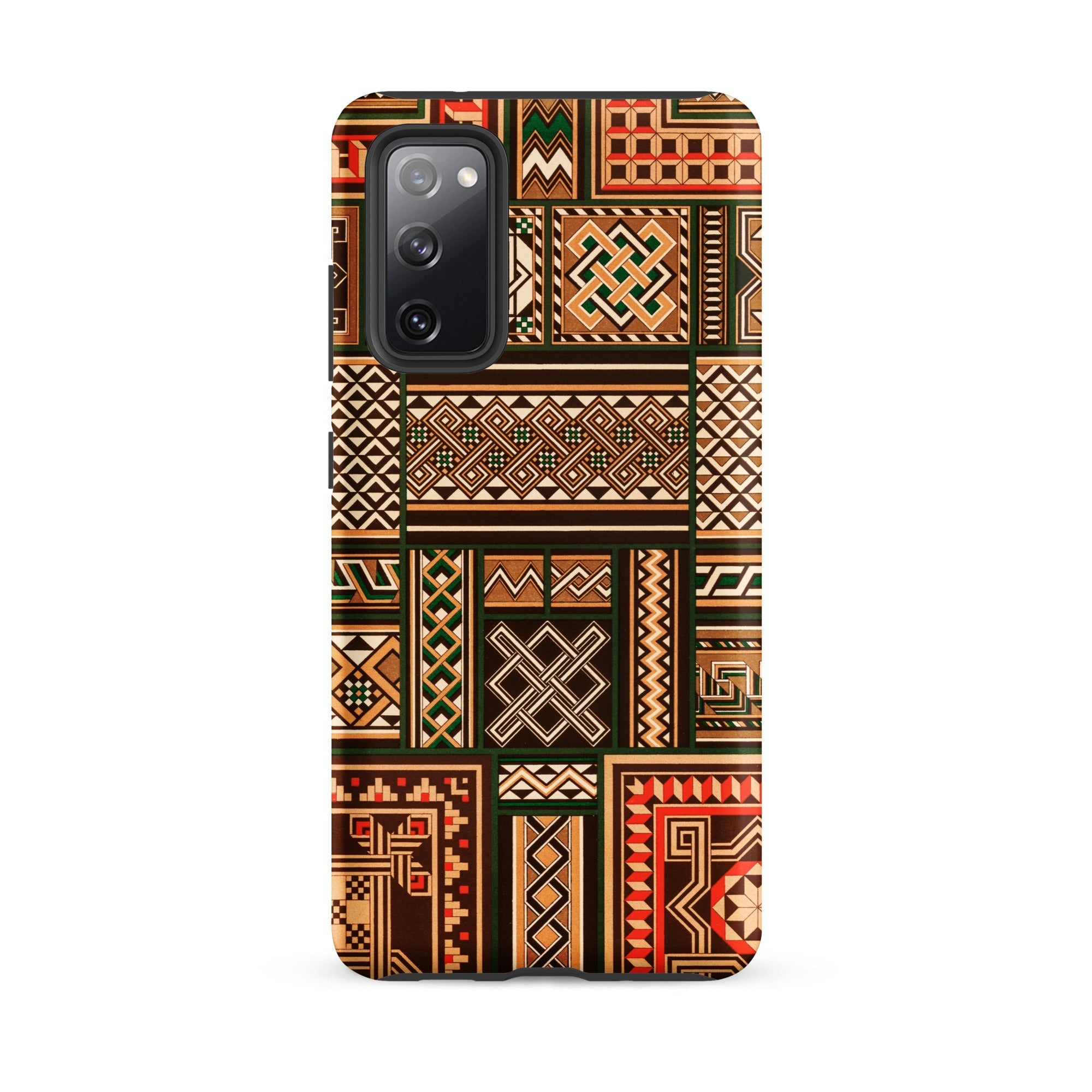 Medieval Floor Tile Patterns Auguste Racinet Samsung Case, Galaxy S20 Fe / Matte, Smartphone Case Dark Brown Green Red Geometric Pattern