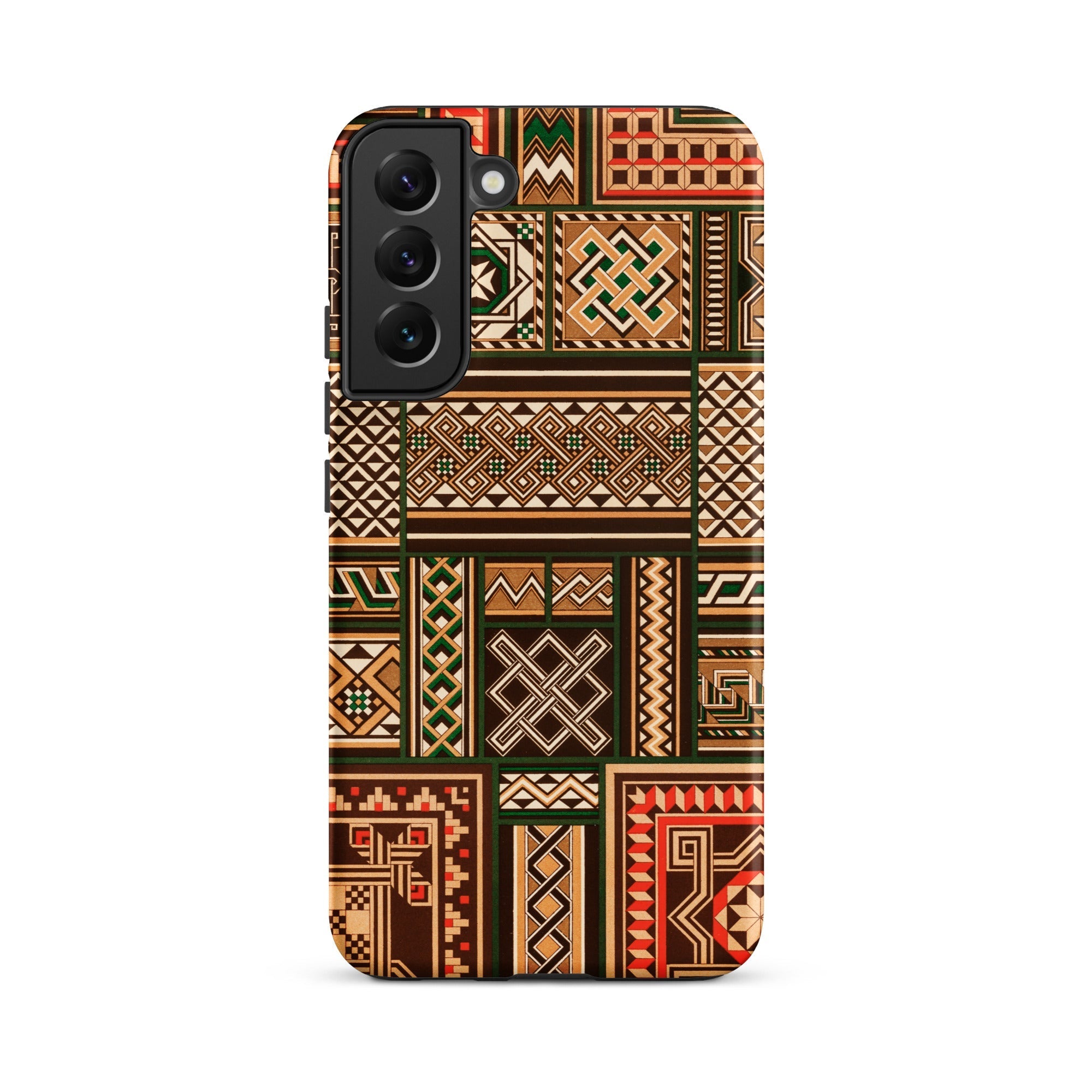 Medieval Floor Tile Patterns Auguste Racinet Samsung Case, Galaxy S22 Plus / Matte, Phone Case Intricate Brown Green Red Geometric Pattern