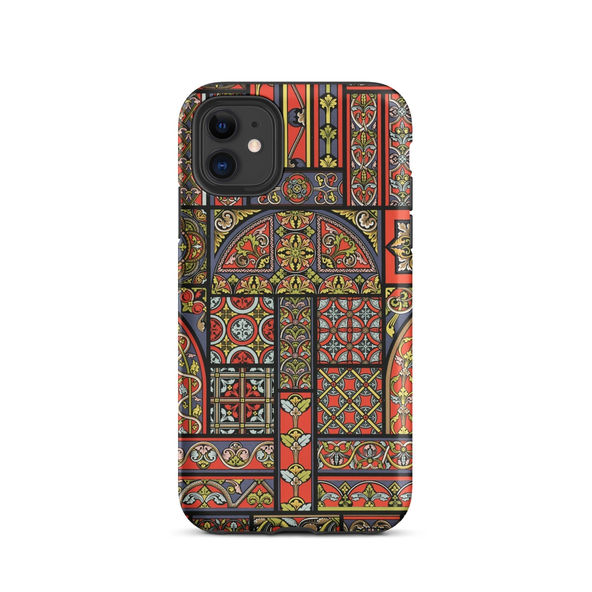 Medieval Stained Glass Windows Auguste Racinet Iphone Case, 11 / Matte, Stained Glass Patterned Phone Case