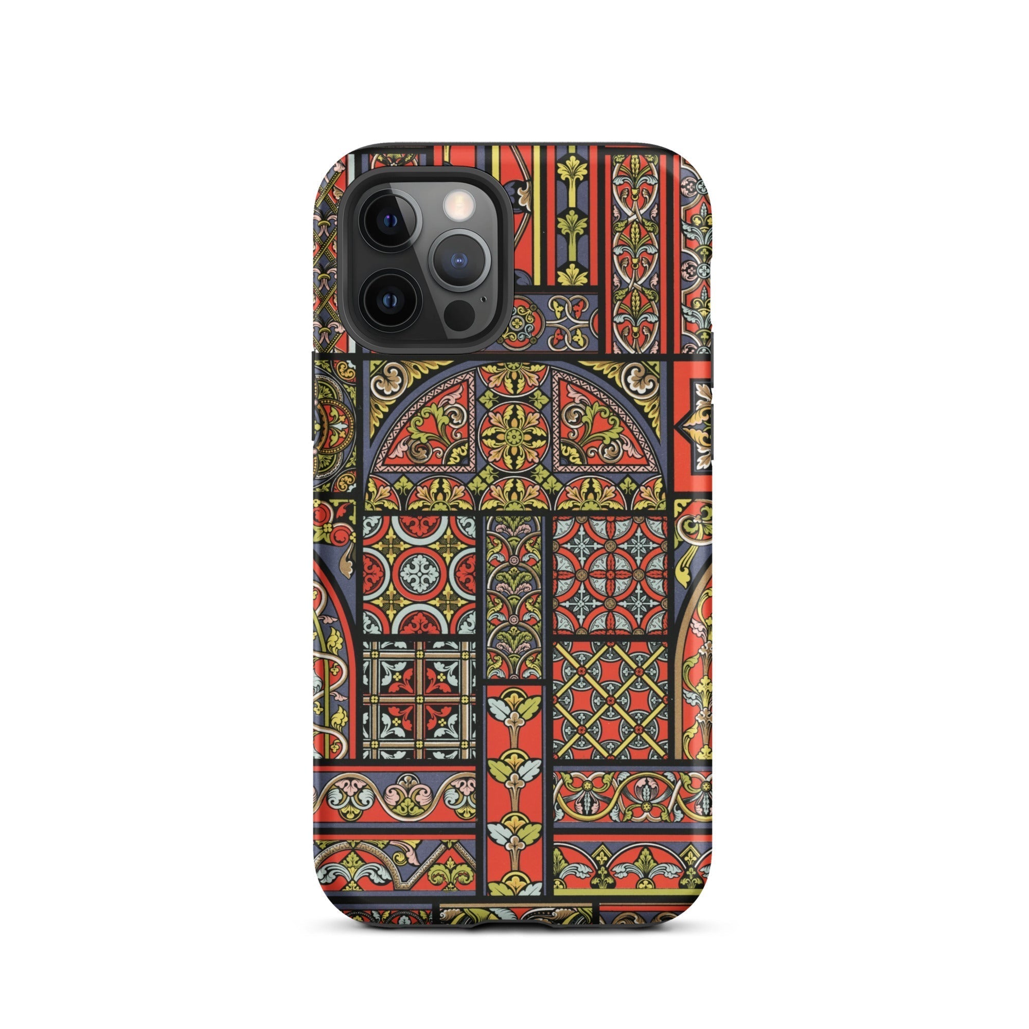 Medieval Stained Glass Windows Auguste Racinet Iphone Case, 12 Pro / Matte, Stained Glass Patterned Phone Case