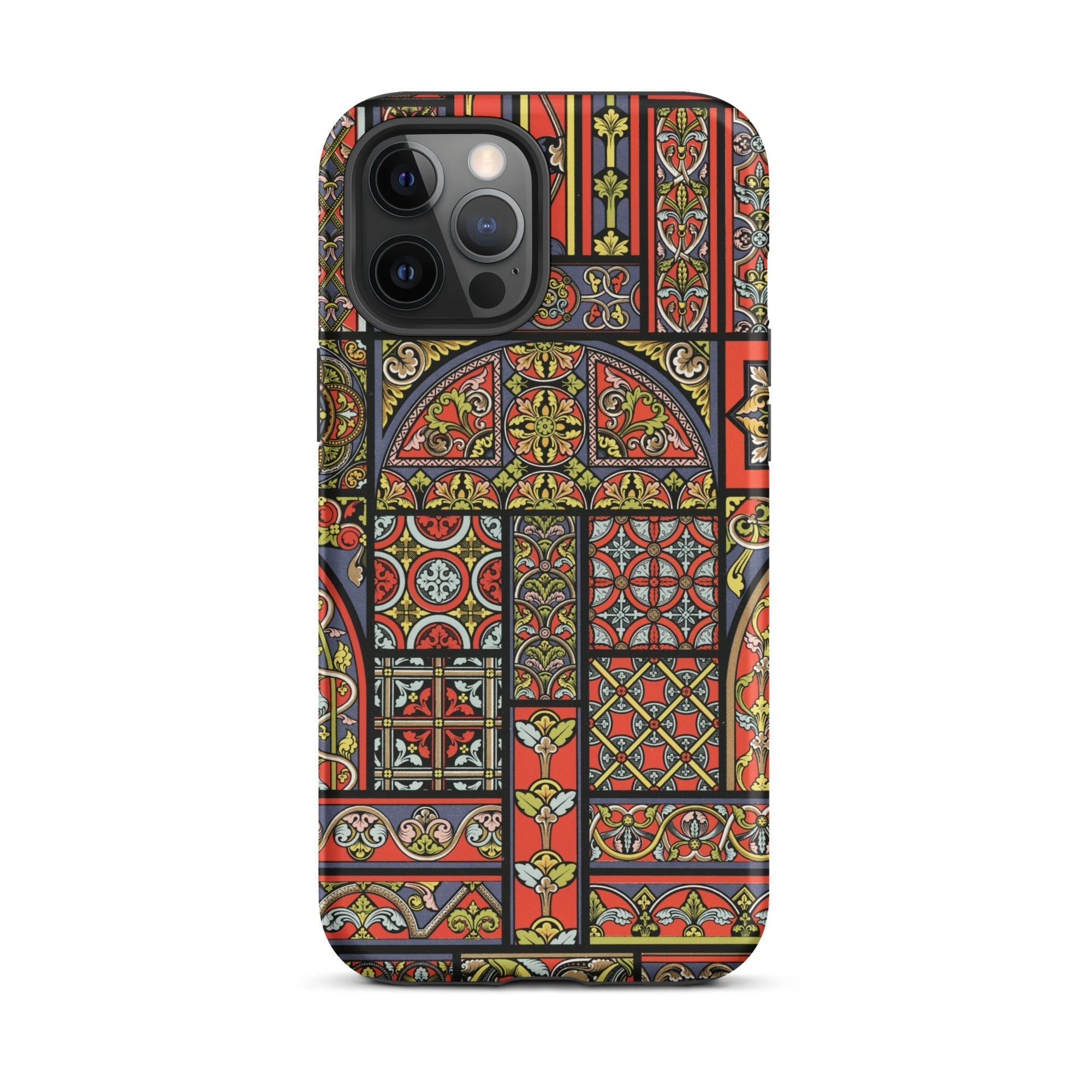 Medieval Stained Glass Windows Auguste Racinet Iphone Case, 12 Pro Max / Matte, Stained Glass Patterned Phone Case