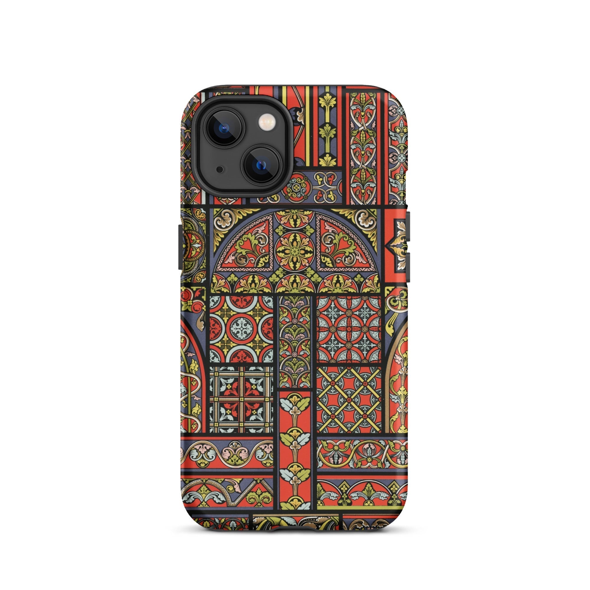 Medieval Stained Glass Windows Auguste Racinet Iphone Case, 13 / Matte, Stained Glass Patterned Phone Case