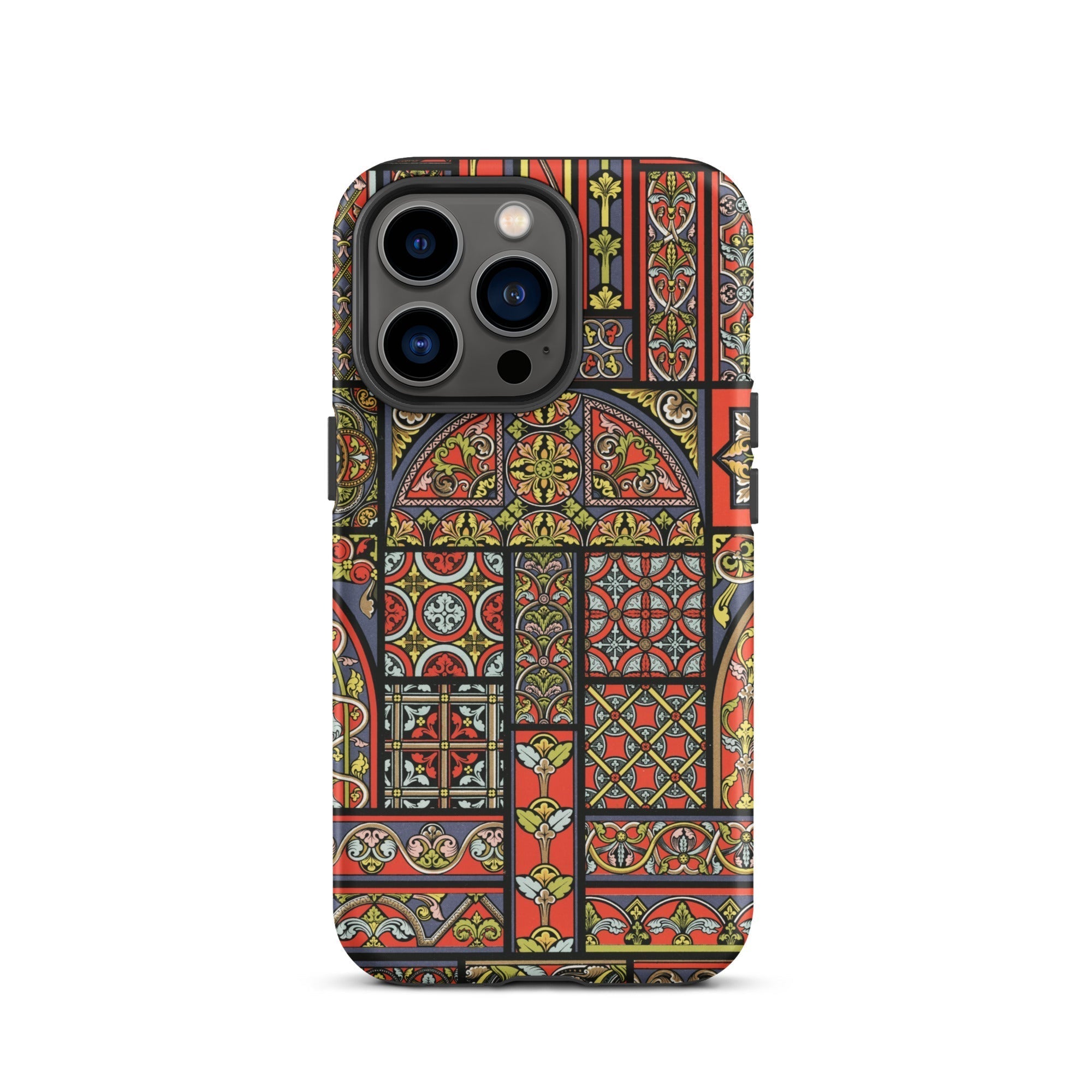 Medieval Stained Glass Windows Auguste Racinet Iphone Case, 13 Pro / Matte, Stained Glass Patterned Phone Case