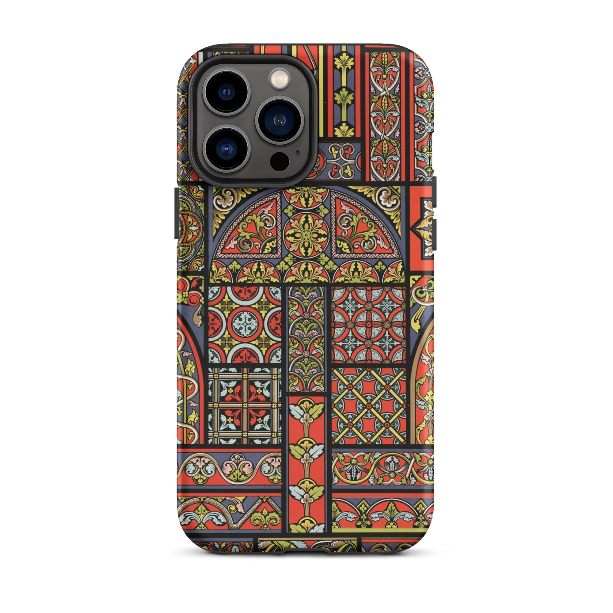 Medieval Stained Glass Windows Auguste Racinet Iphone Case, 13 Pro Max / Matte, Stained Glass Patterned Phone Case
