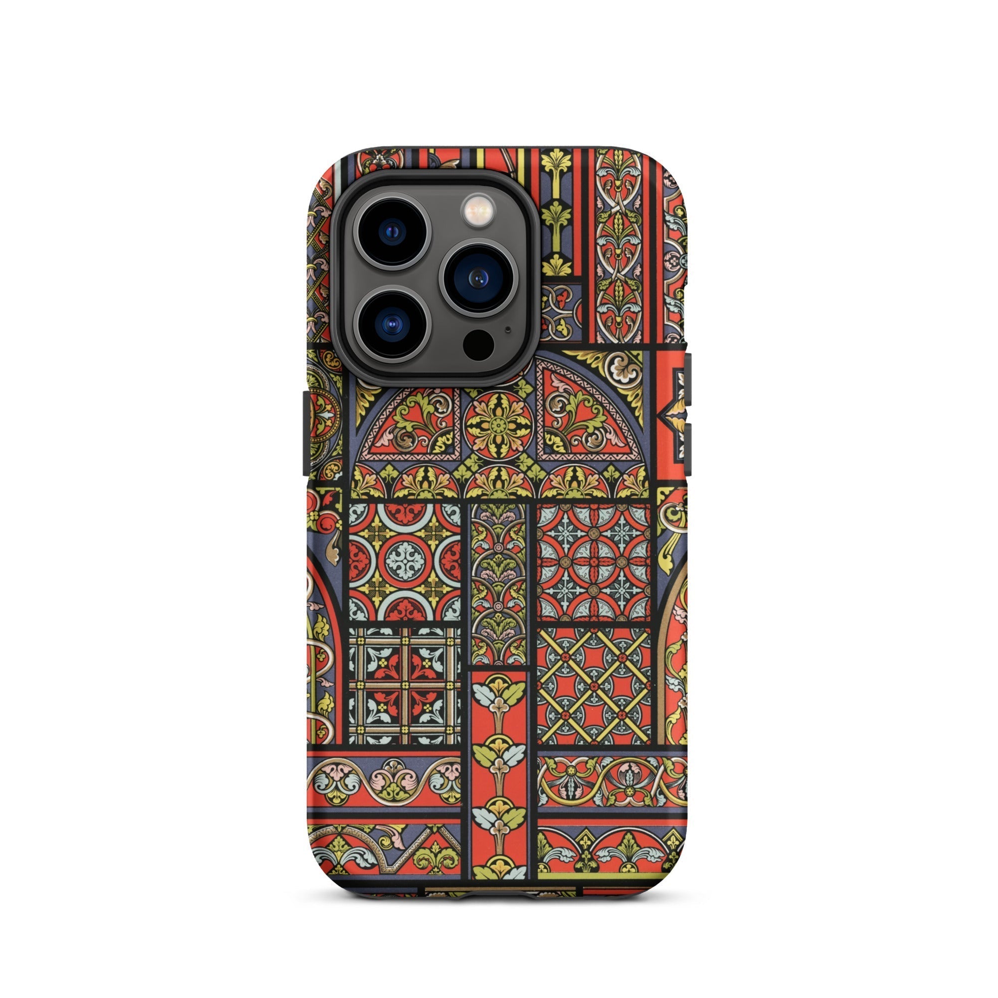 Medieval Stained Glass Windows Auguste Racinet Iphone Case, 14 Pro / Matte, Stained Glass Patterned Phone Case