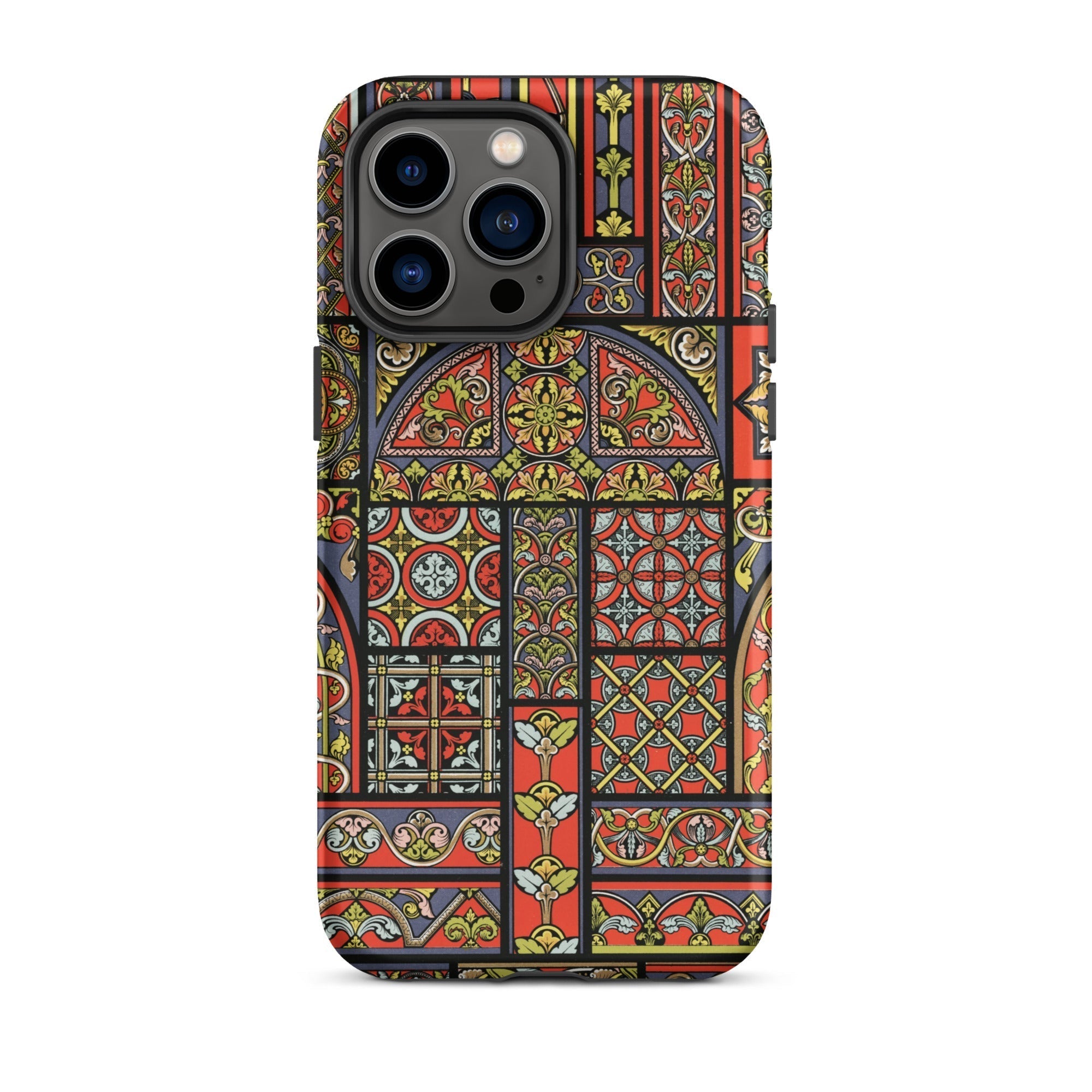Medieval Stained Glass Windows Auguste Racinet Iphone Case, 14 Pro Max / Matte, Stained Glass Patterned Phone Case