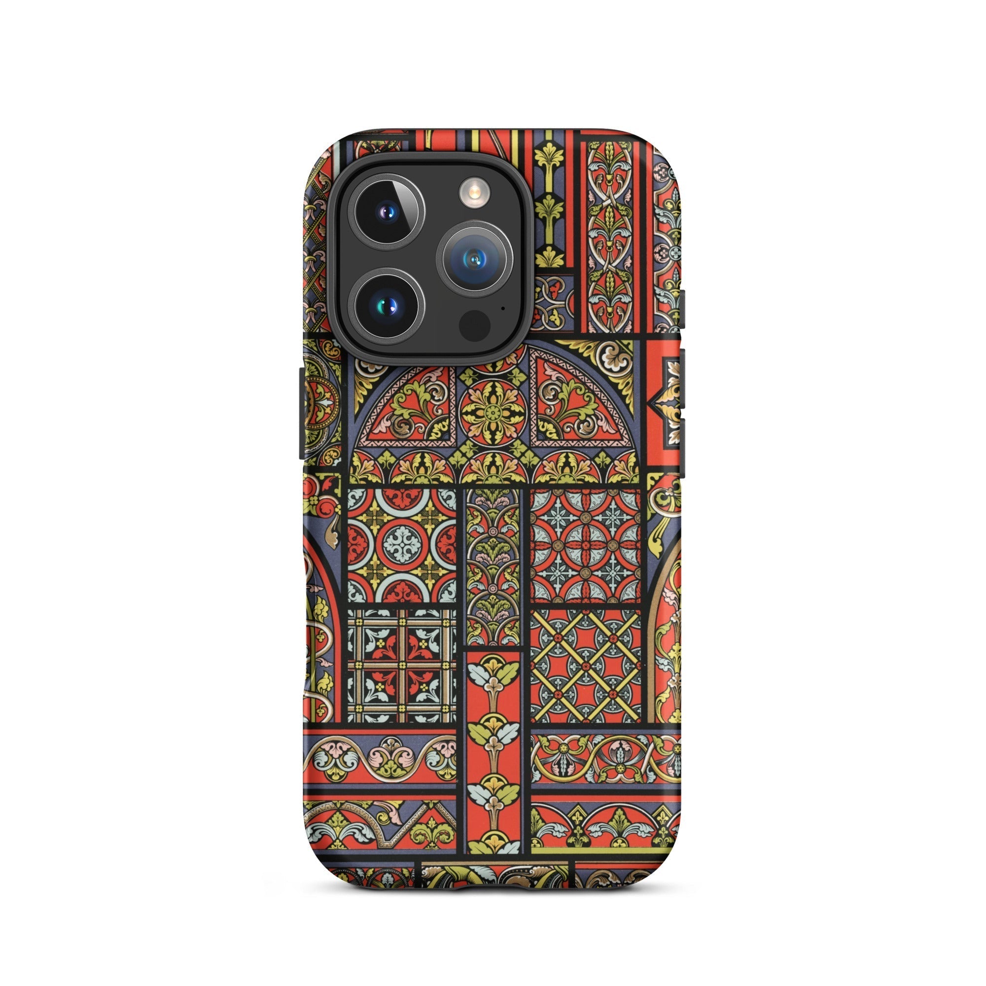Medieval Stained Glass Windows Auguste Racinet Iphone Case, 16 Pro / Matte, Stained Glass Patterned Phone Case