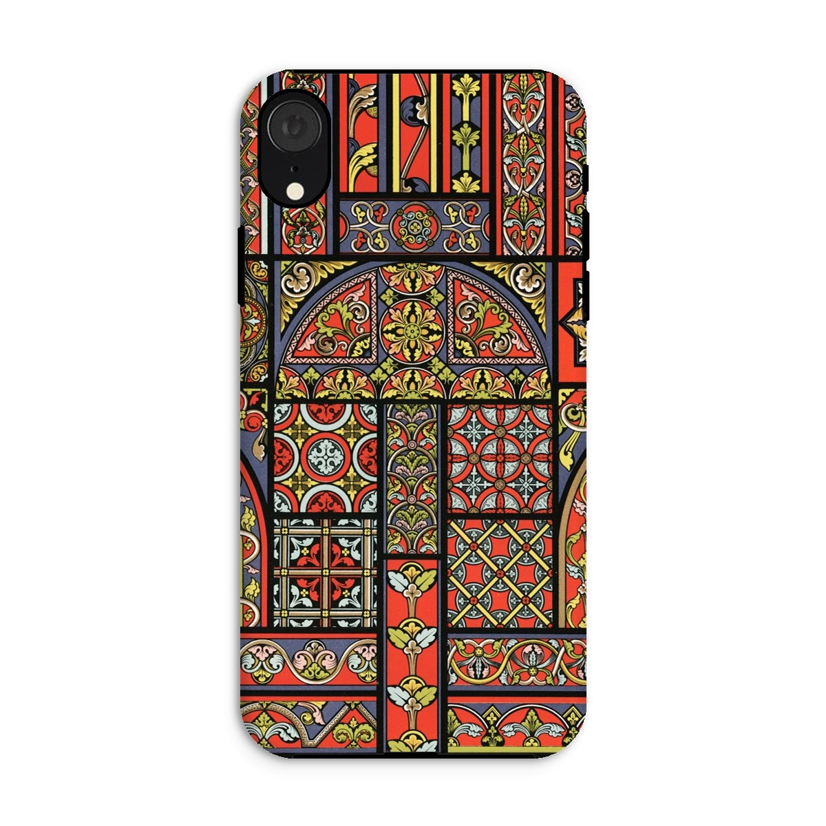 Medieval Stained Glass Windows Auguste Racinet Iphone Case, Xr / Matte, Phone Case Colorful Medieval Stained Glass Window Pattern