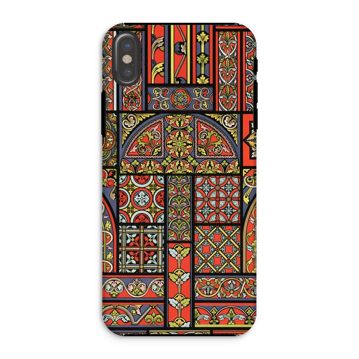 Medieval Stained Glass Windows Auguste Racinet Iphone Case, Xs / Matte, Phone Case Colorful Medieval Stained Glass Window Patterns
