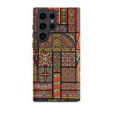 Medieval Stained Glass Windows - Auguste Racinet Phone Case Samsung Galaxy S23 Ultra / Matte Vibrant Red Gold Pattern, Iphone Mobile Cases