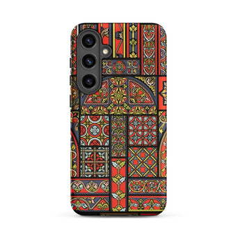 Medieval Stained Glass Windows - Auguste Racinet Phone Case Samsung Galaxy S24 Plus / Matte Vibrant Red Gold Ornate Patterned Phone Case