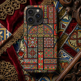 Medieval Stained Glass Windows - Auguste Racinet Phone Case Vibrant Ornate Phone Case Mosaic-inspired Design Reds Golds Medieval Stained