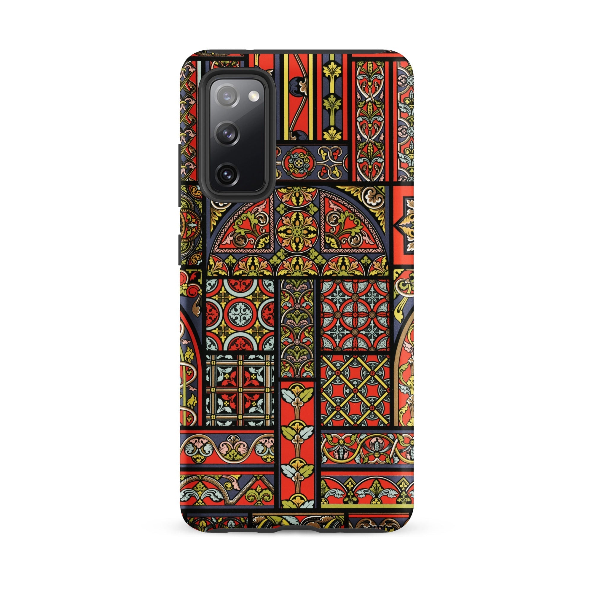 Medieval Stained Glass Windows Auguste Racinet Samsung Case, Galaxy S20 Fe / Matte, Smartphone Case Colorful Intricate Stained Glass Pattern
