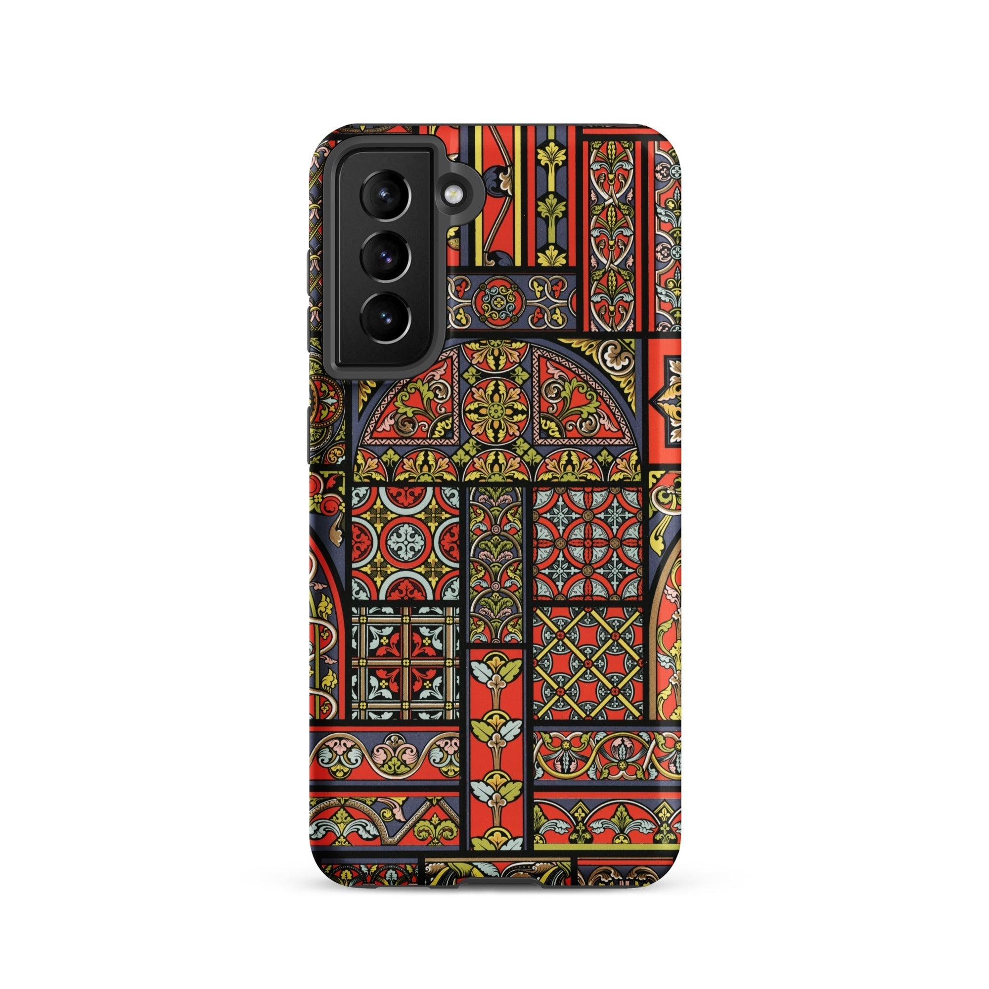 Medieval Stained Glass Windows Auguste Racinet Samsung Case, Galaxy S21 / Matte, Smartphone Case Colorful Intricate Stained Glass Pattern