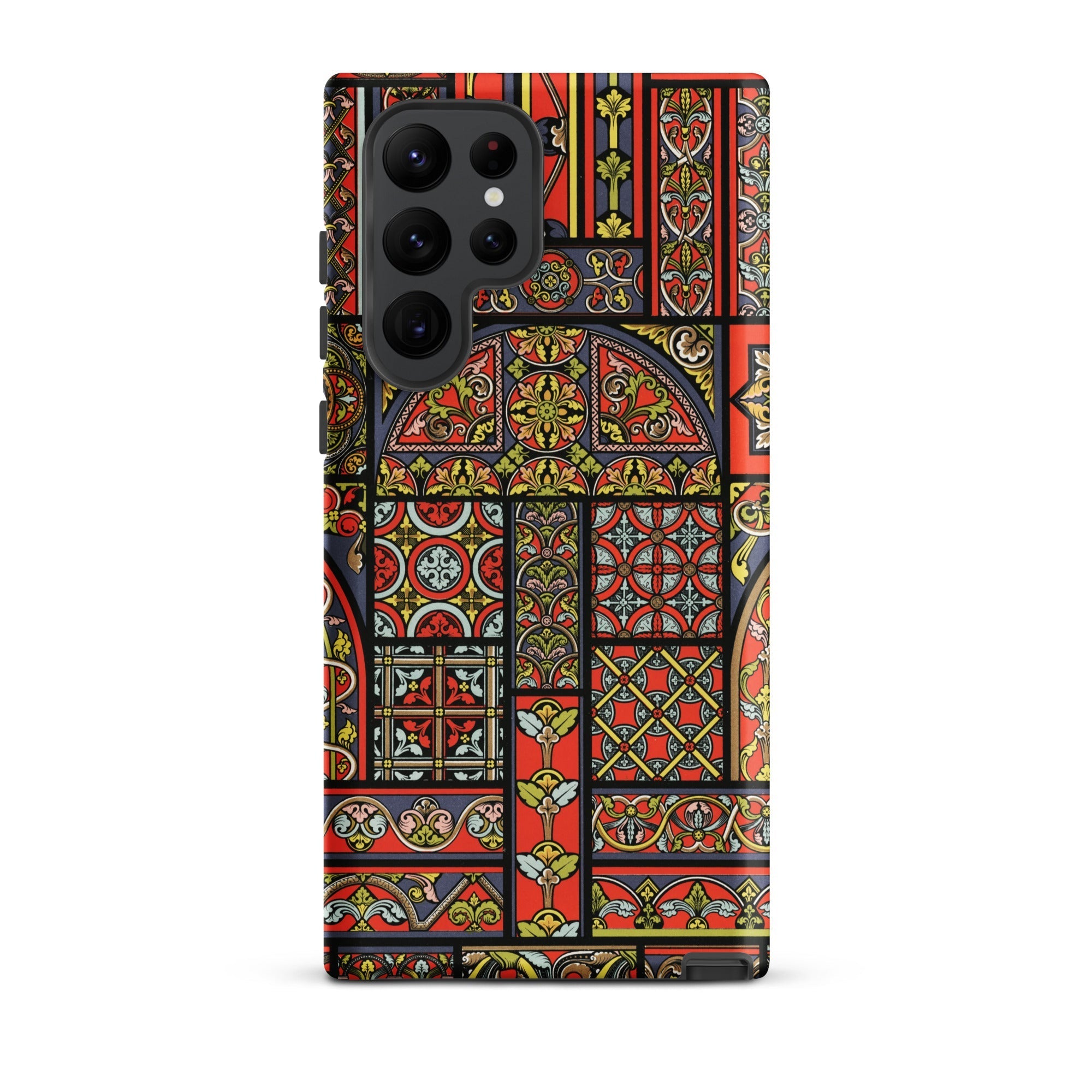 Medieval Stained Glass Windows Auguste Racinet Samsung Case, Galaxy S22 Ultra / Matte, Smartphone Case Colorful Intricate Stained Glass