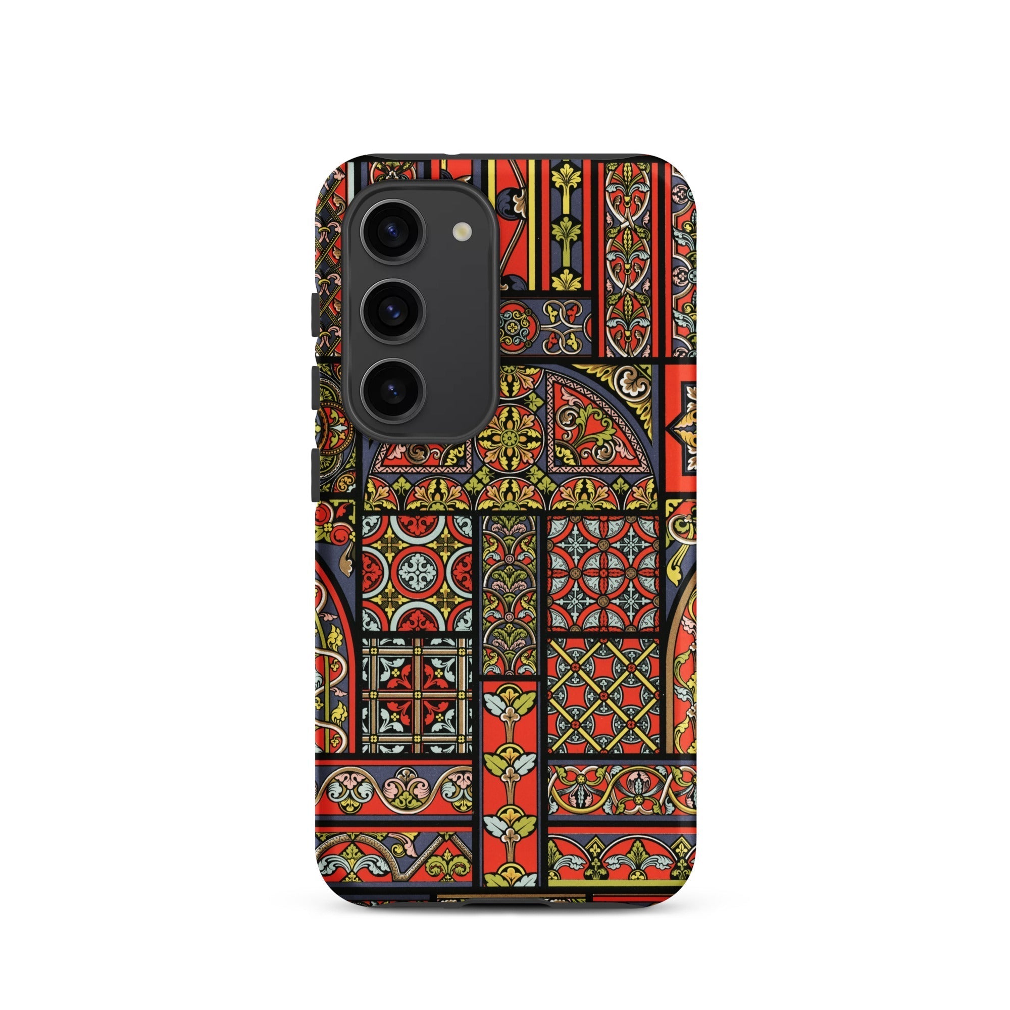 Medieval Stained Glass Windows Auguste Racinet Samsung Case, Galaxy S23 / Matte, Smartphone Case Colorful Stained Glass Window Pattern