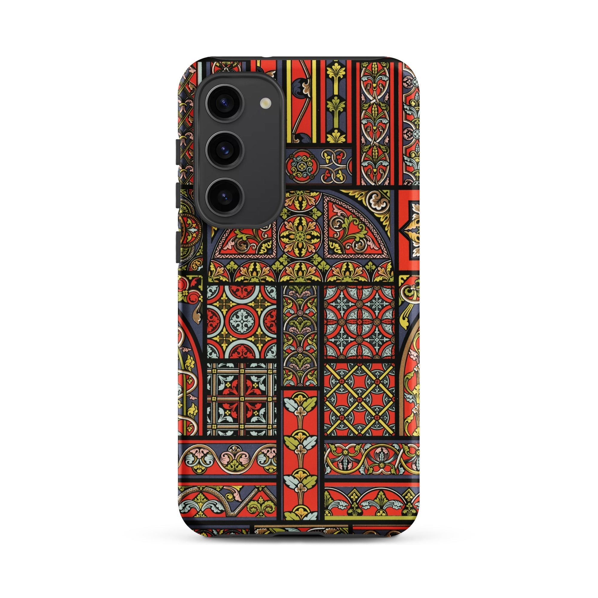 Medieval Stained Glass Windows Auguste Racinet Samsung Case, Galaxy S23 Plus / Matte, Smartphone Case Colorful Stained Glass Window Pattern