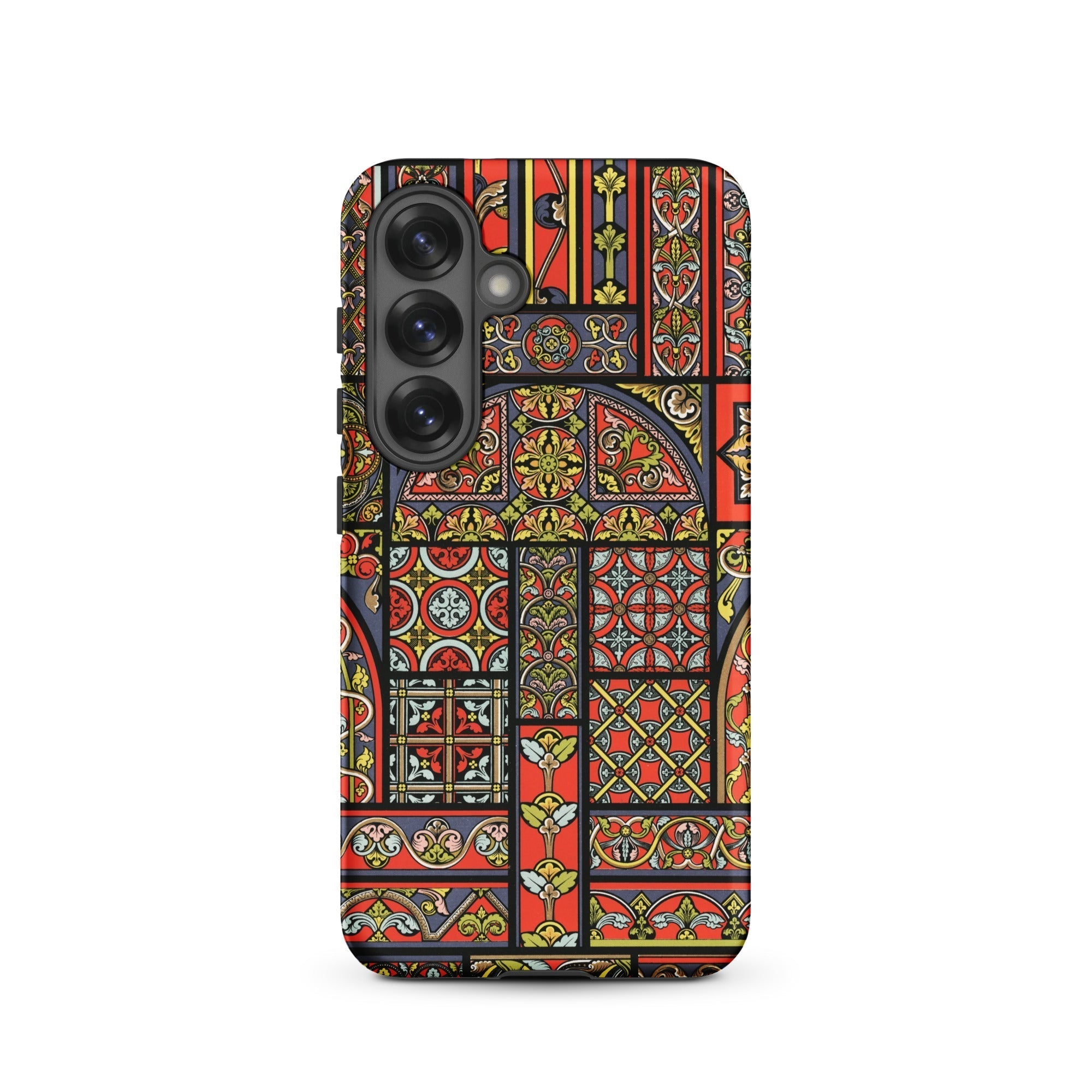 Medieval Stained Glass Windows Auguste Racinet Samsung Case, Galaxy S25 / Matte, Smartphone Case Colorful Stained Glass Window Pattern