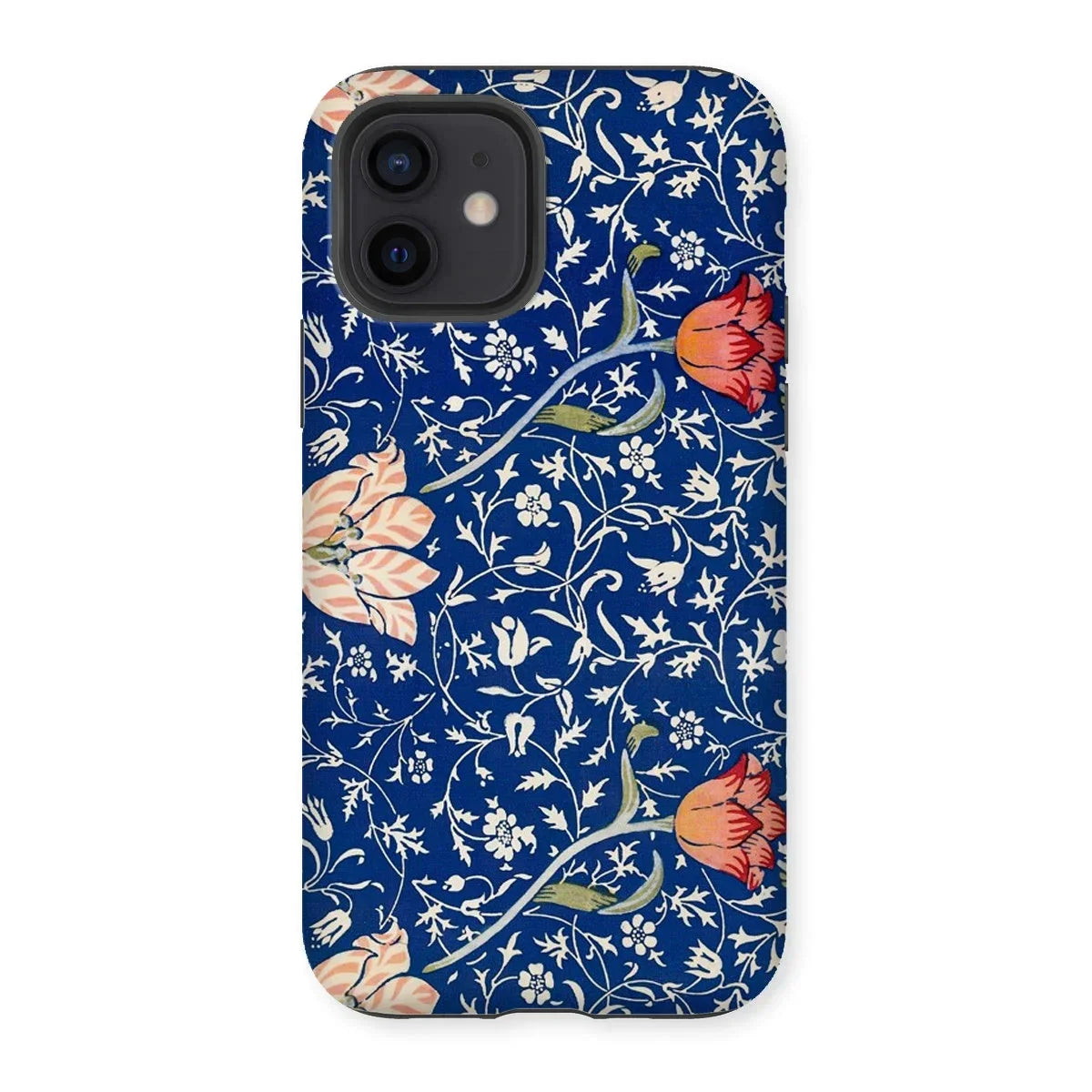 Medway - William Morris Victorian Era Iphone Case, 12 / Matte, Floral-patterned Iphone Case Navy Blue Background Colorful Flower