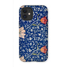 Medway - William Morris Victorian Era Iphone Case, 12 Mini / Matte, Floral Patterned Phone Case Dark Blue Background Colorful