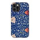 Medway - William Morris Victorian Era Iphone Case, 12 Pro / Matte, Floral Patterned Phone Case Navy Blue Background Colorful