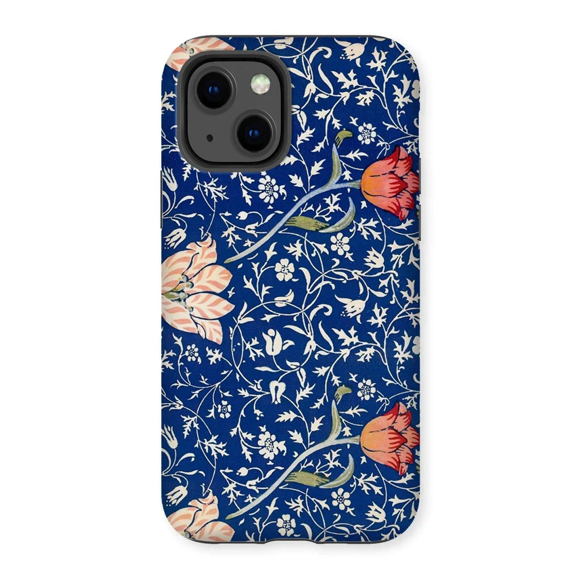 Medway - William Morris Victorian Era Iphone Case, 13 / Matte, Floral-patterned Phone Case Navy Blue Background Colorful Flower