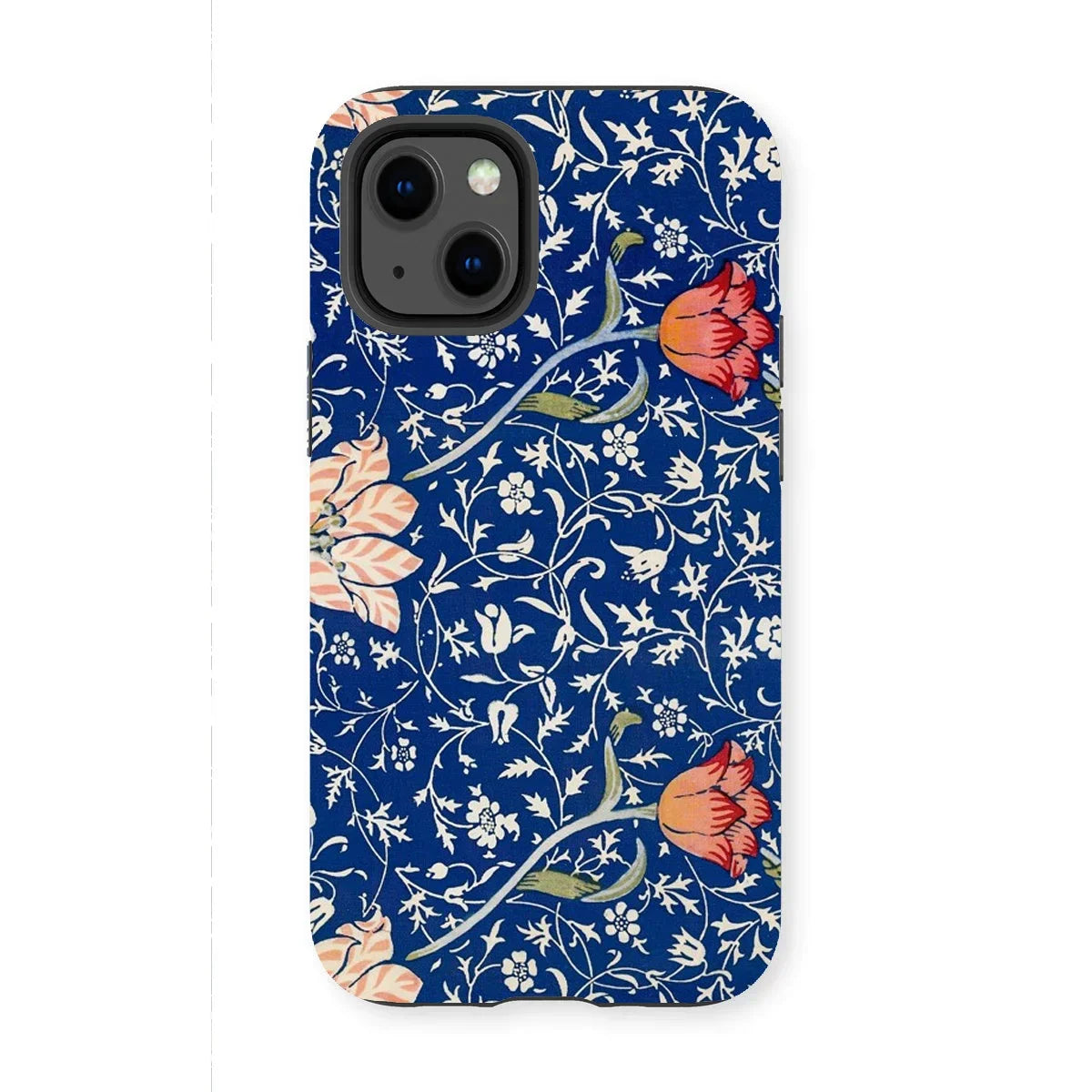 Medway - William Morris Victorian Era Iphone Case, 13 Mini / Matte, Floral Patterned Phone Case Dark Blue Background Colorful