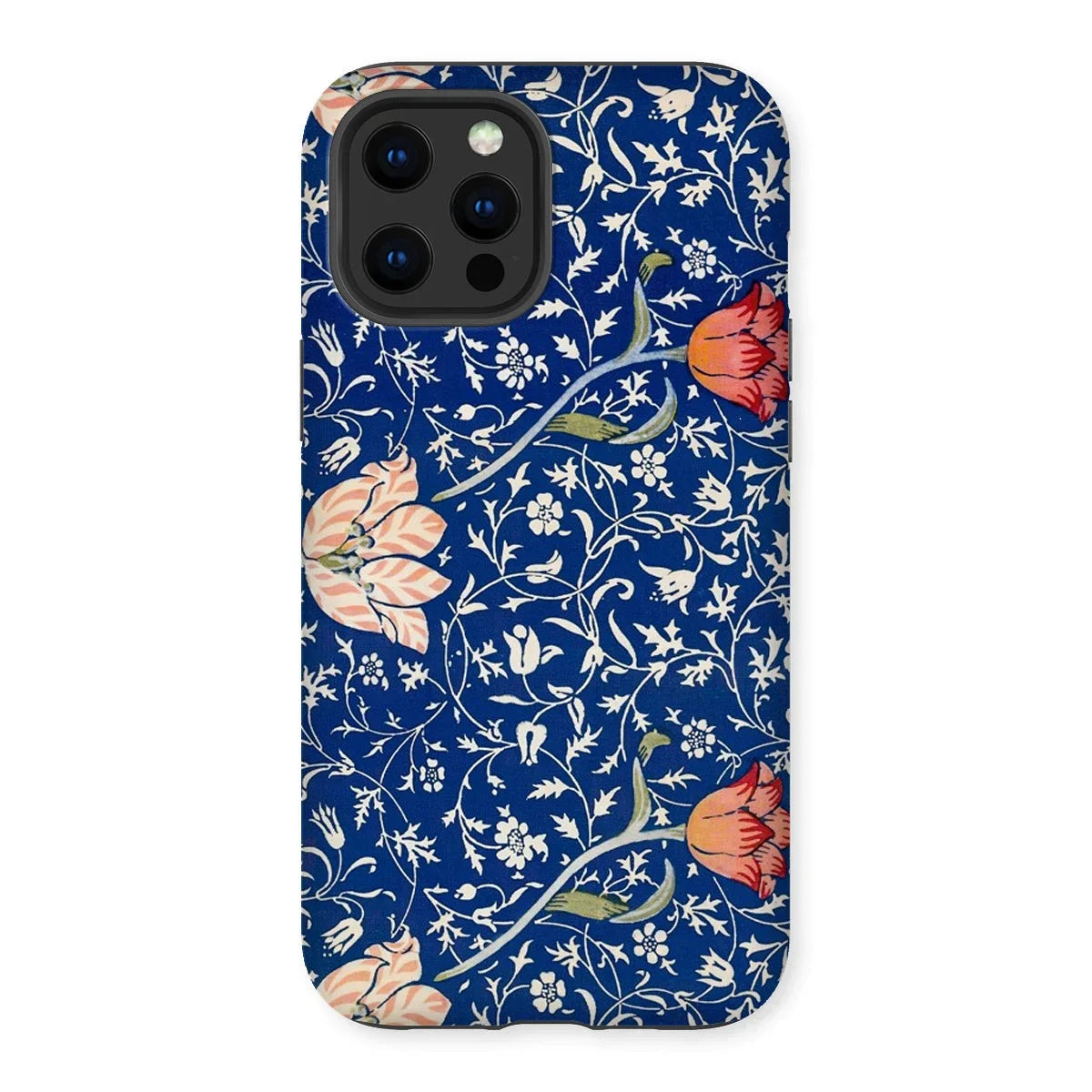 Medway - William Morris Victorian Era Iphone Case, 13 Pro Max / Matte, Floral-patterned Phone Case Dark Blue Background Colorful Flower